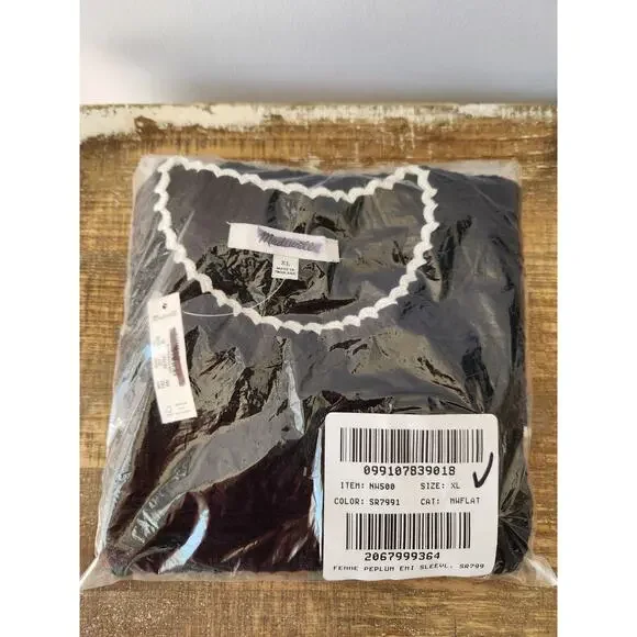 NWT Madewell Mixed-Stitch Sleeveless Sweater Classic Black/White XL - Picture 11 of 12